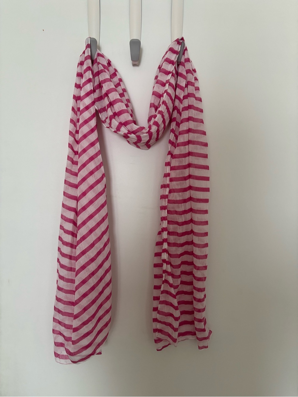 H&M Pink and White Striped Lightweight Scarf